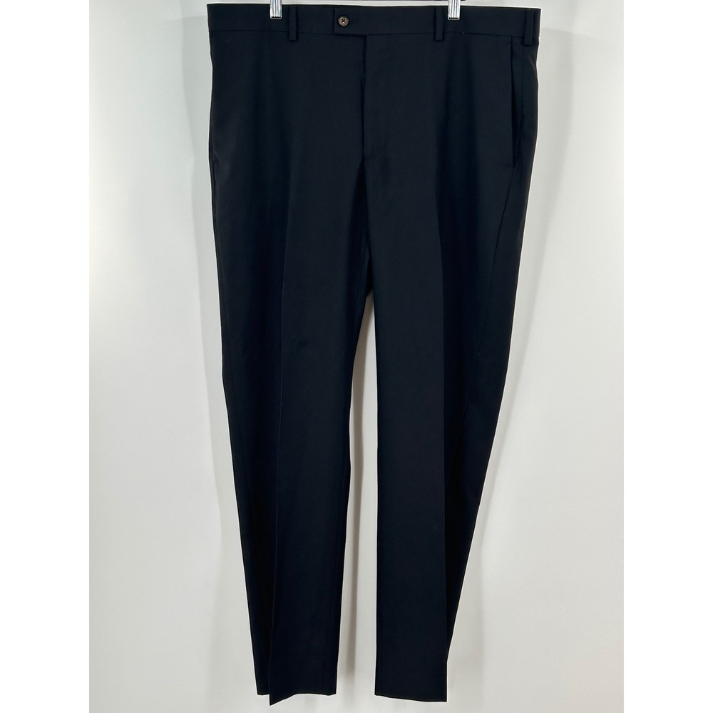 Perry Ellis Portfolio Mens Black Dress Pants Flat Front Trousers 38x32